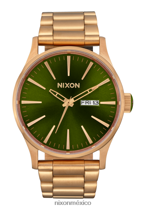 Nixon centinela de acero inoxidable Z2VL2N3 mirar rayo de sol dorado/verde