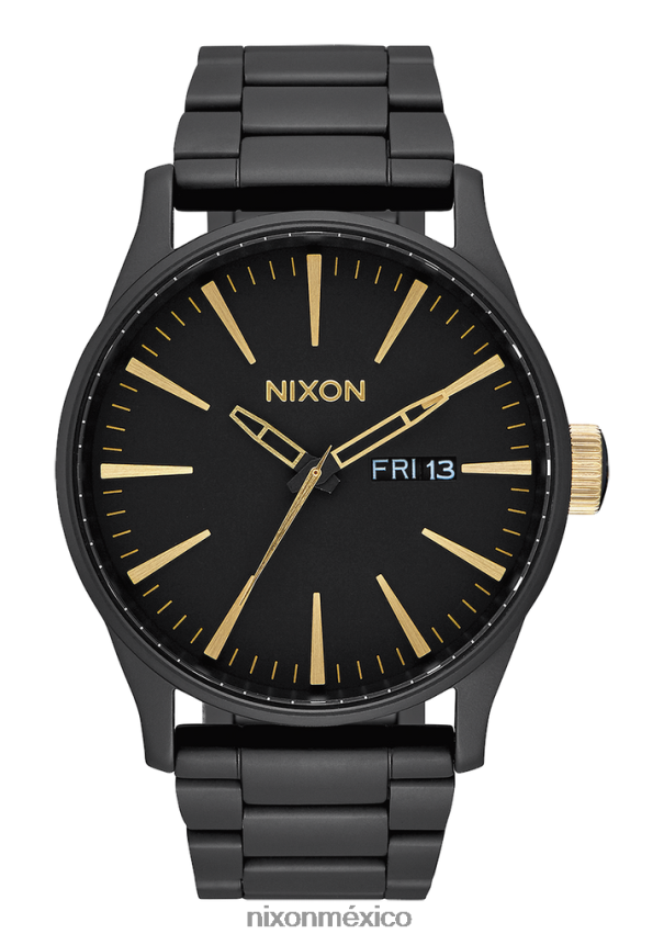 Nixon centinela de acero inoxidable Z2VL2N6 mirar negro mate/oro