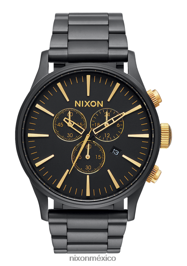 Nixon crono centinela Z2VL2N74 mirar negro mate/oro
