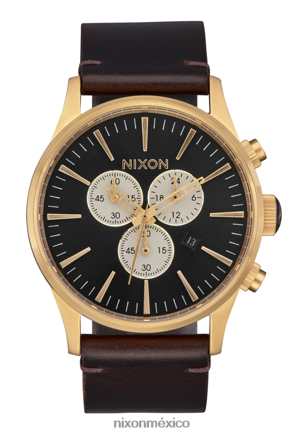 Nixon crono centinela de cuero Z2VL2N108 mirar oro/índigo/marrón
