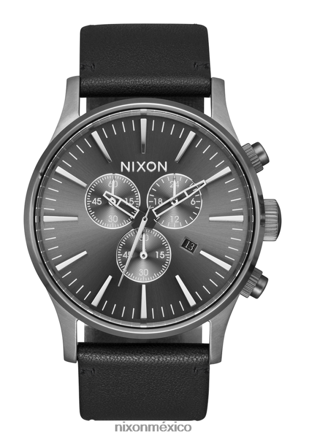 Nixon crono centinela de cuero Z2VL2N109 mirar todo bronce/negro