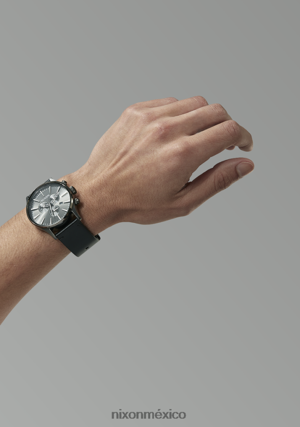 Nixon crono centinela de cuero Z2VL2N109 mirar todo bronce/negro