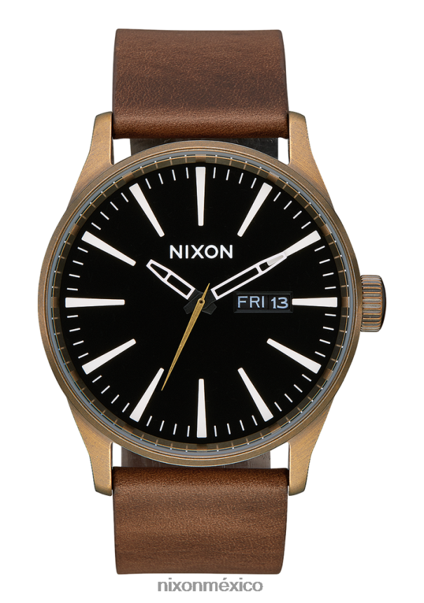 Nixon cuero centinela Z2VL2N49 mirar latón/negro/marrón