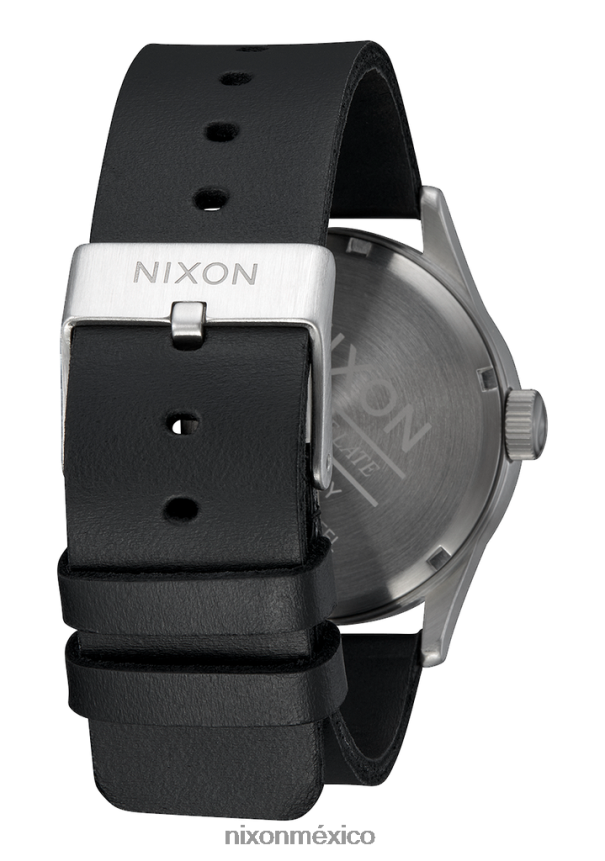 Nixon cuero centinela Z2VL2N55 mirar todo plateado/negro