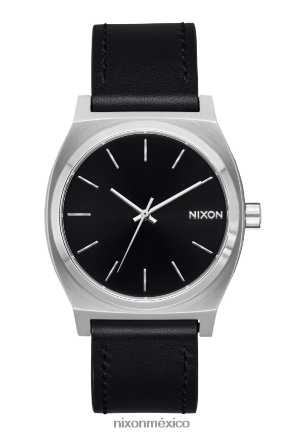Nixon cuero del cajero del tiempo Z2VL2N130 mirar negro plata
