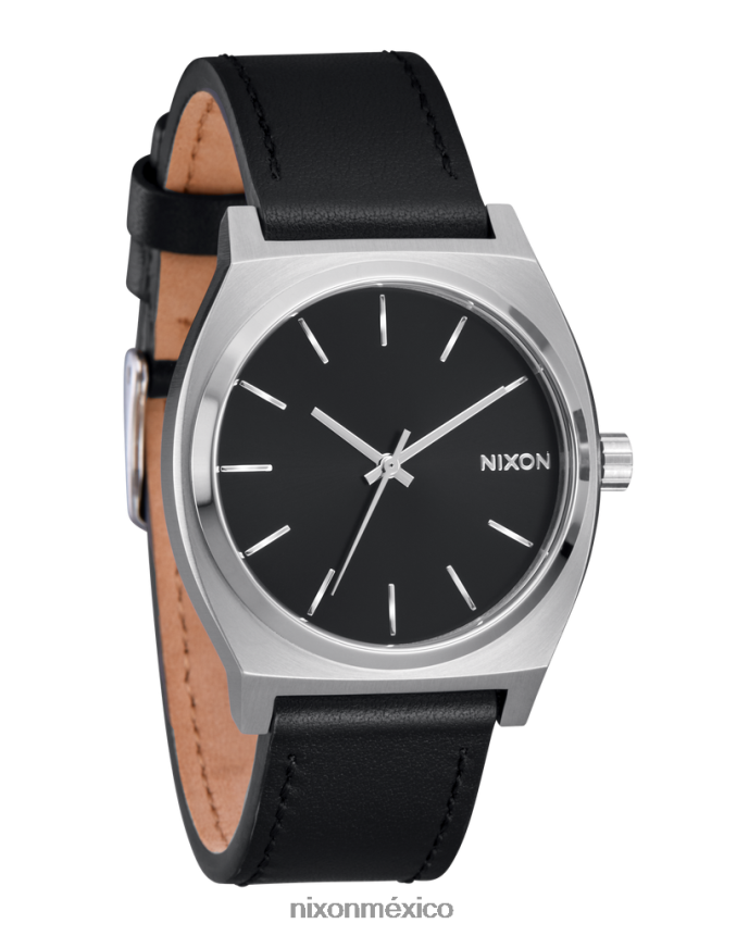 Nixon cuero del cajero del tiempo Z2VL2N130 mirar negro plata