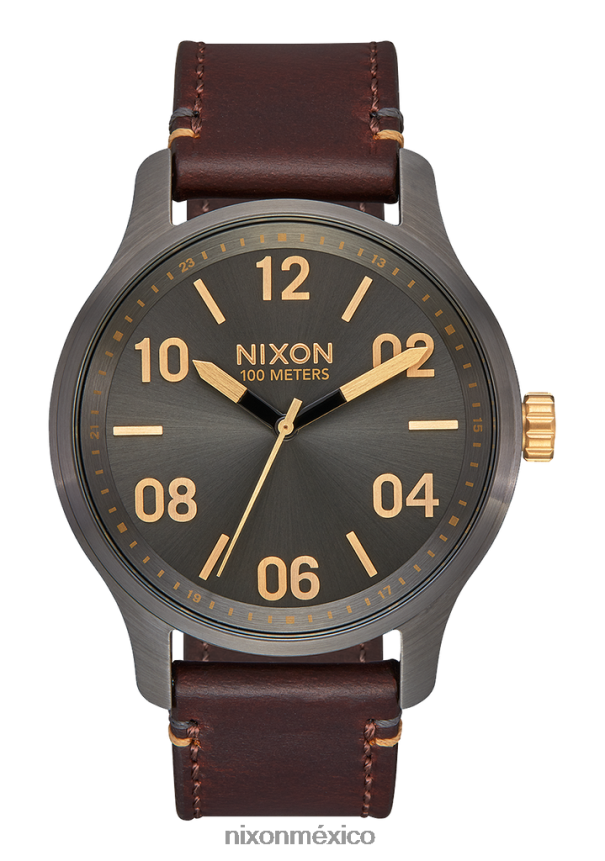 Nixon patrulla de cuero Z2VL2N104 mirar bronce/oro