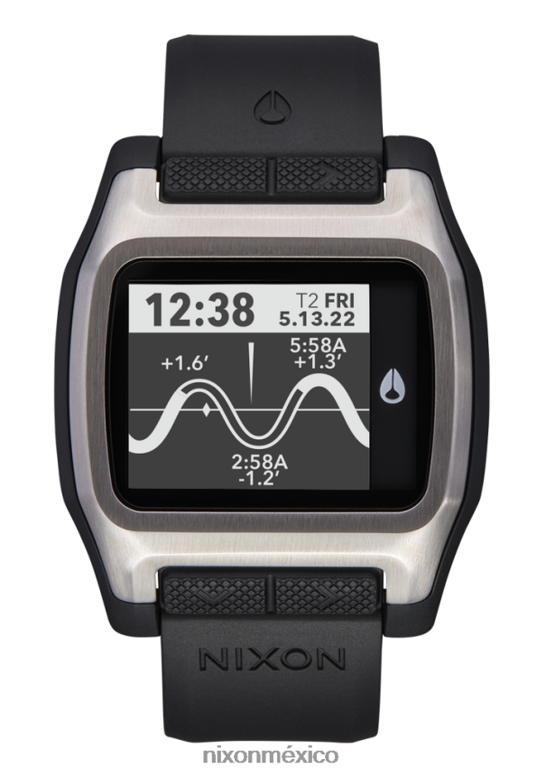 Nixon la marea alta Z2VL2N200 mirar negro plata
